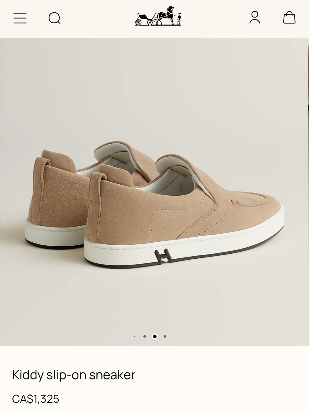 Authentic Hermes Kiddy Slip-On Sneaker - Beige